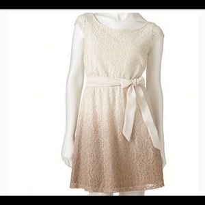 Lauren Conrad lace cream ombré dress with belt
